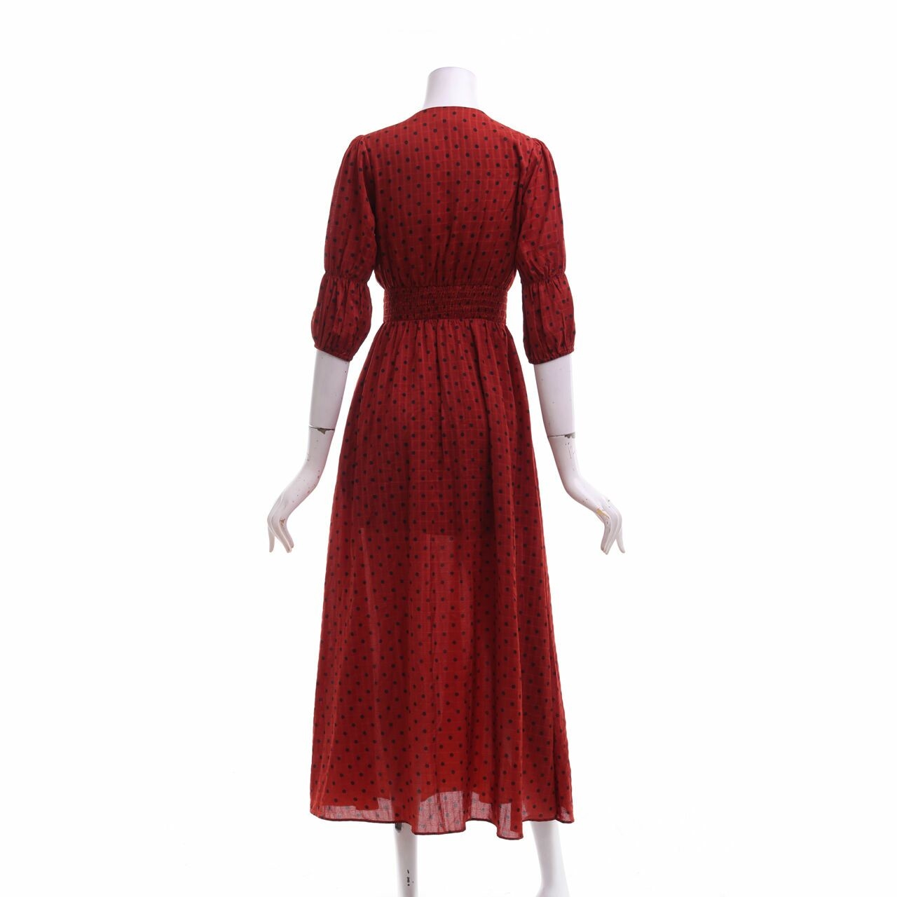 Love, Bonito Burnt Orange Polka Dot Long Dress