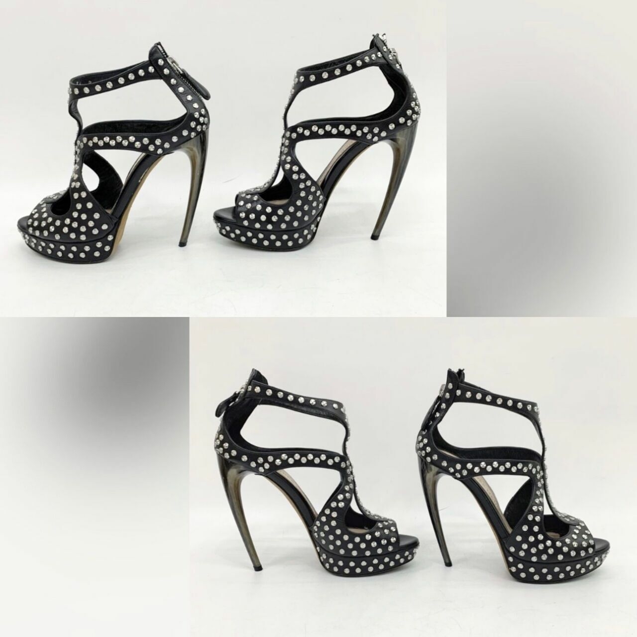 Alexander Mcqueen Black Leather Studded Heels