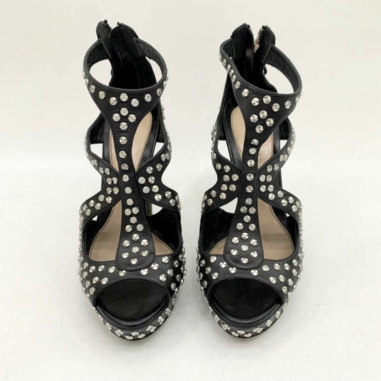 Alexander Mcqueen Black Leather Studded Heels