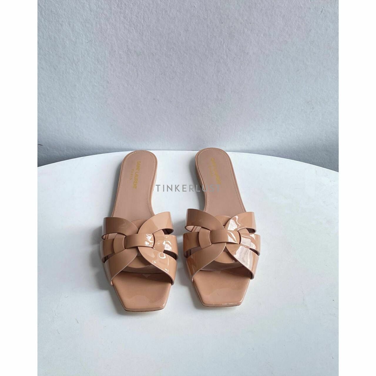 Saint Laurent NU Pied 0,5 Tribute Sandal In Nude Patent