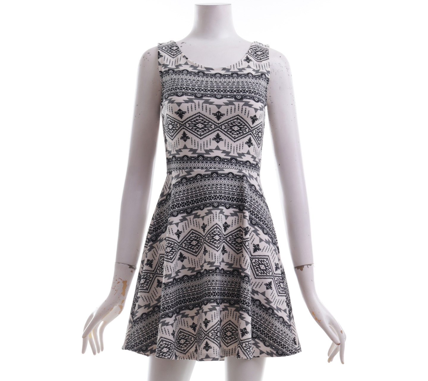 H&M White & Black Patterned Mini Dress