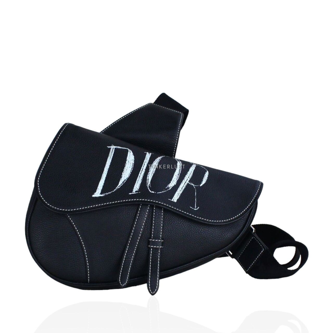 Christian Dior Logo Leather Saddle Shoulder Bag