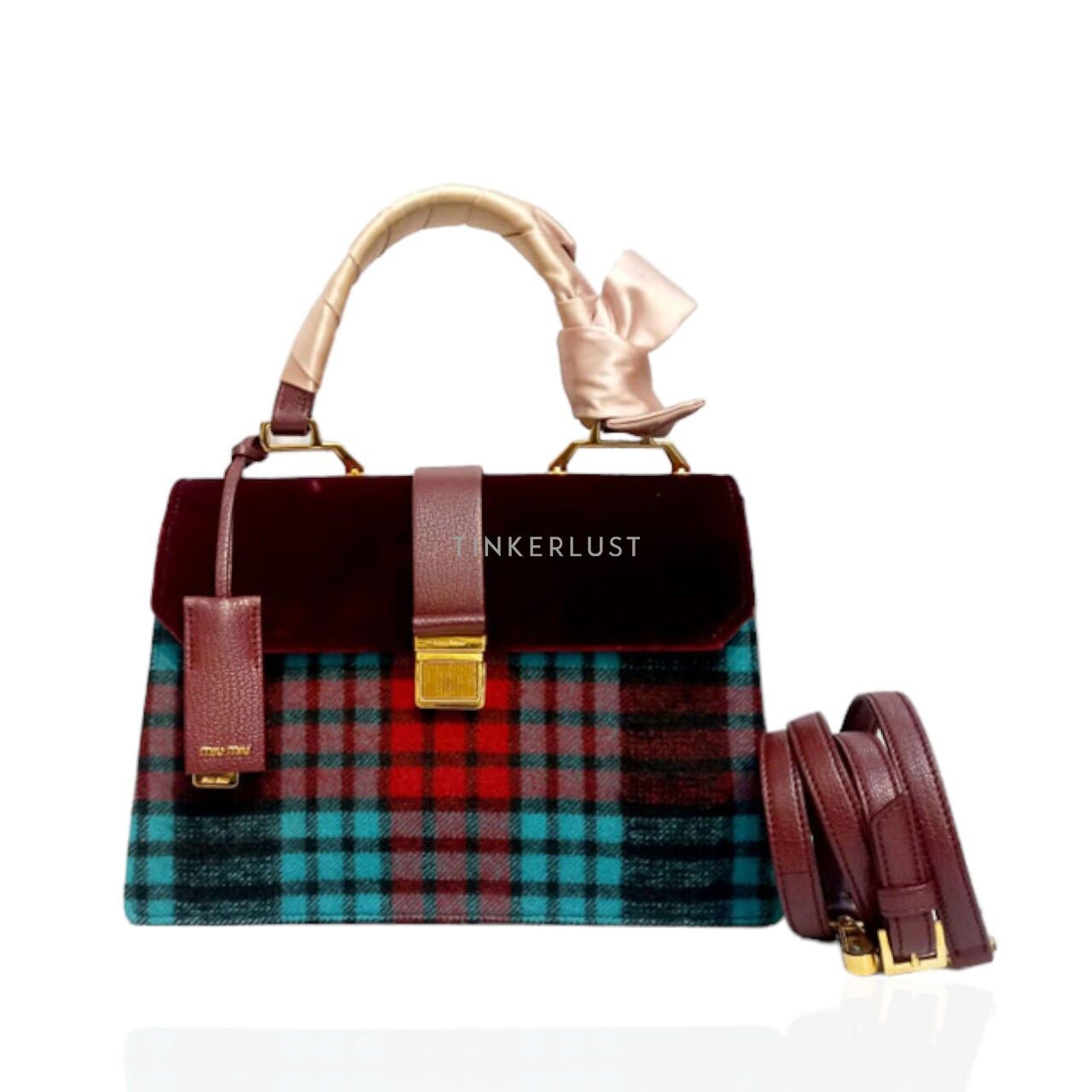 Miu Miu 5BA108 Madras Multicolor Tartan 2016 Satchel