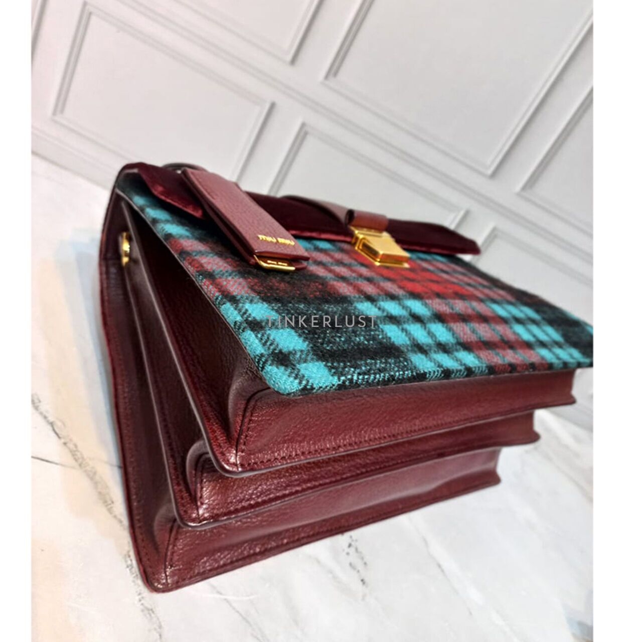 Miu Miu 5BA108 Madras Multicolor Tartan 2016 Satchel