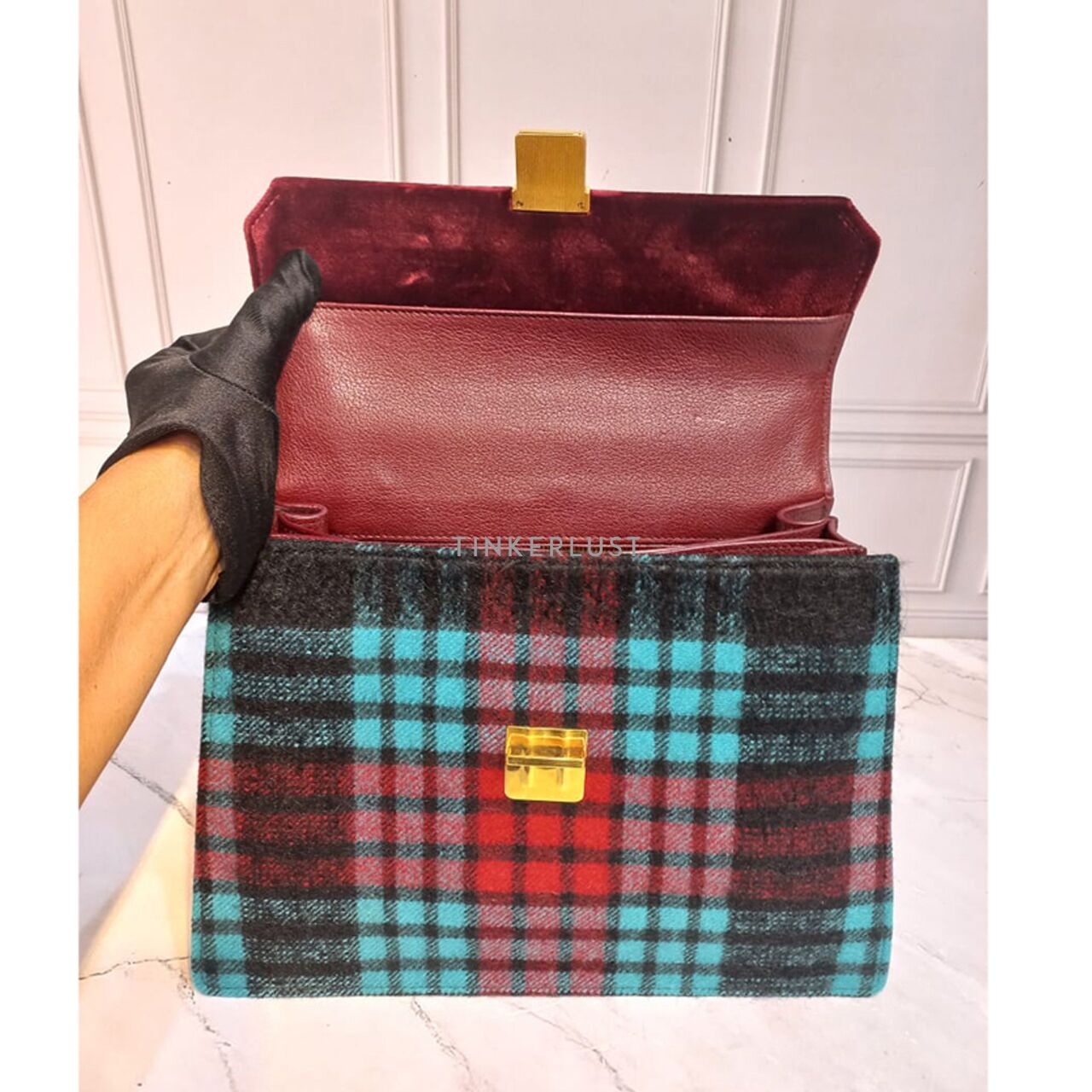 Miu Miu 5BA108 Madras Multicolor Tartan 2016 Satchel