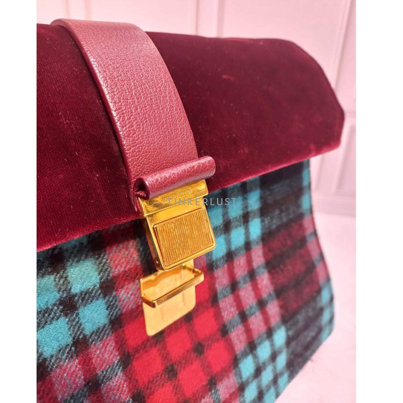 Miu Miu 5BA108 Madras Multicolor Tartan 2016 Satchel