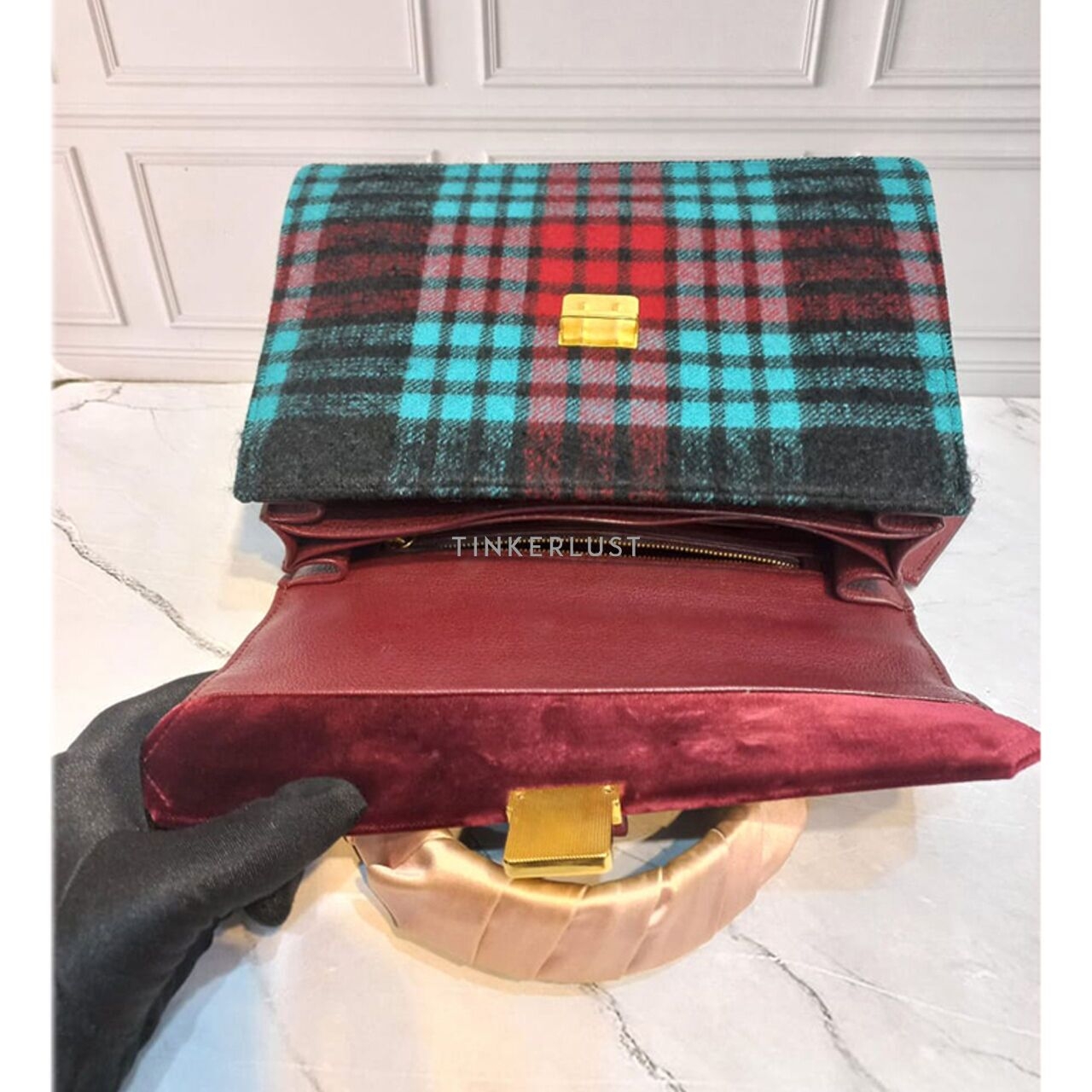 Miu Miu 5BA108 Madras Multicolor Tartan 2016 Satchel