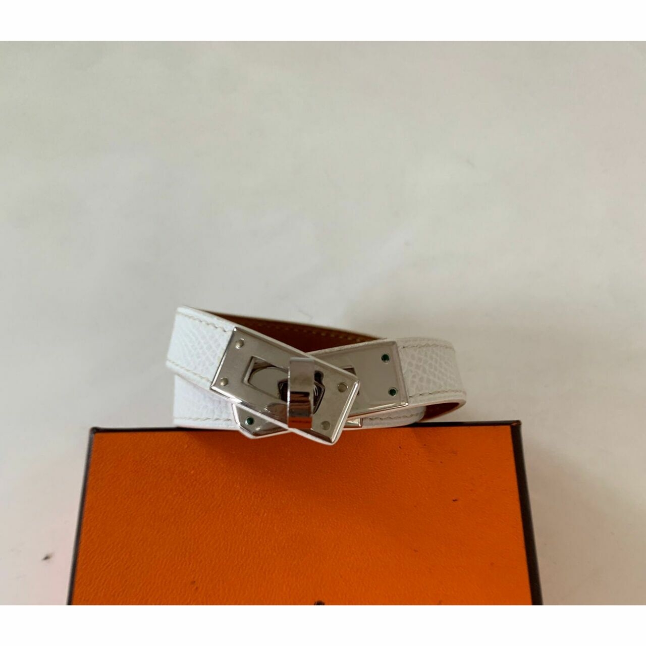 Hermes Kelly Double Tour KDT #O White PHW Bracelet Jewellery