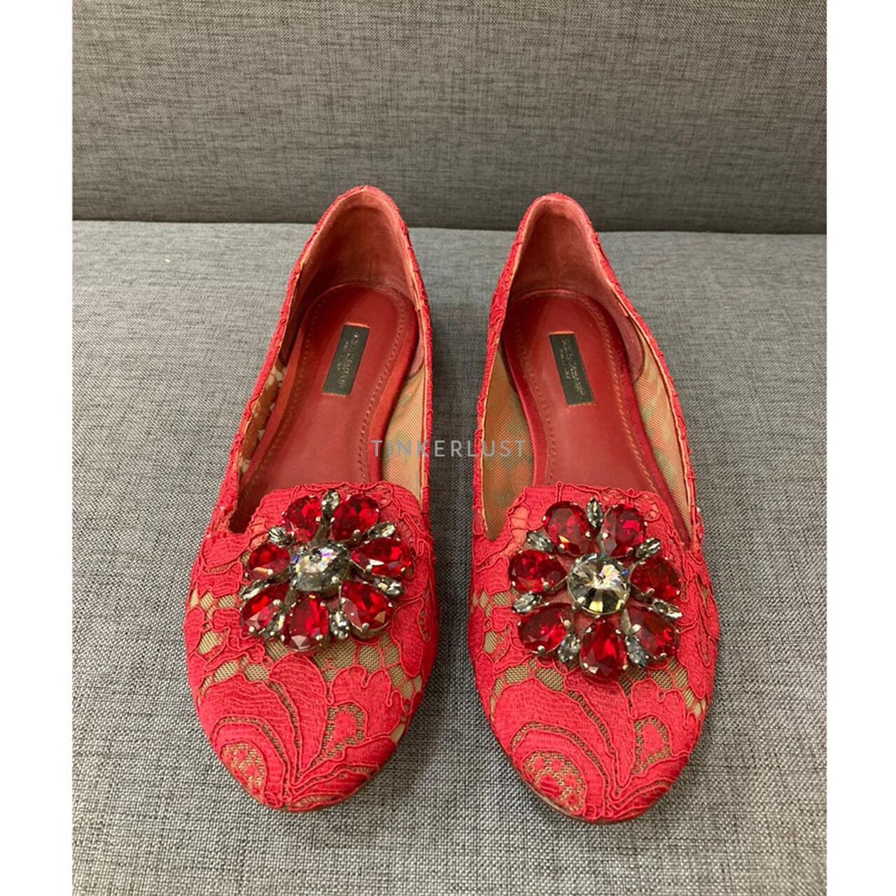 Dolce & Gabbana Lace Red Flats