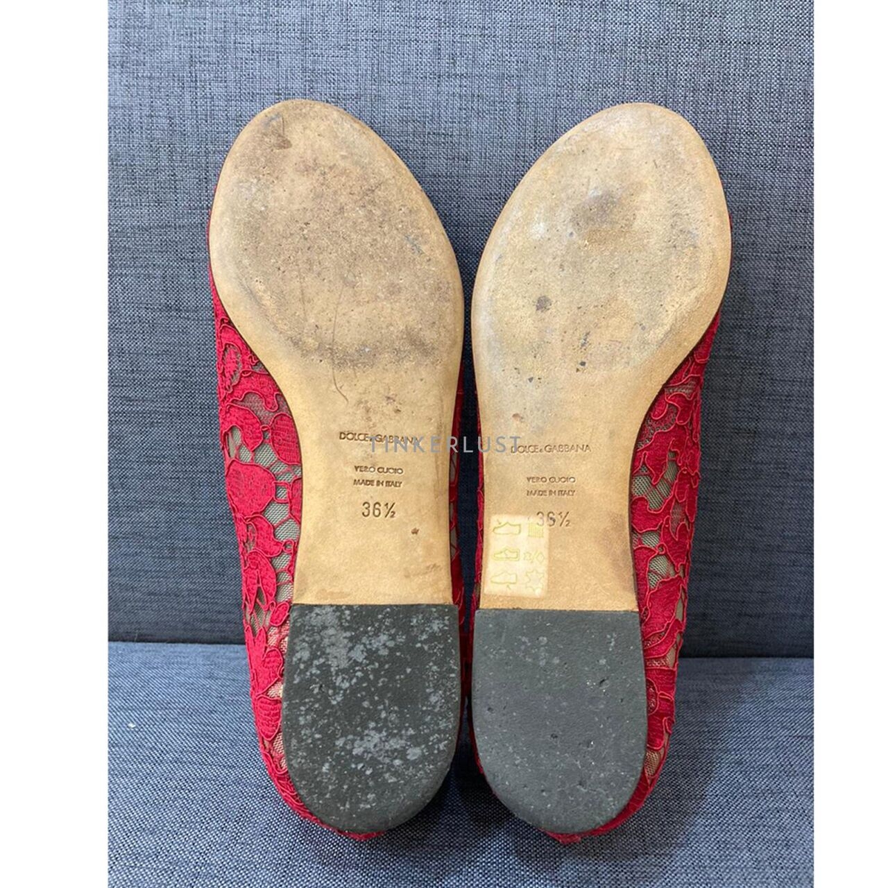 Dolce & Gabbana Lace Red Flats