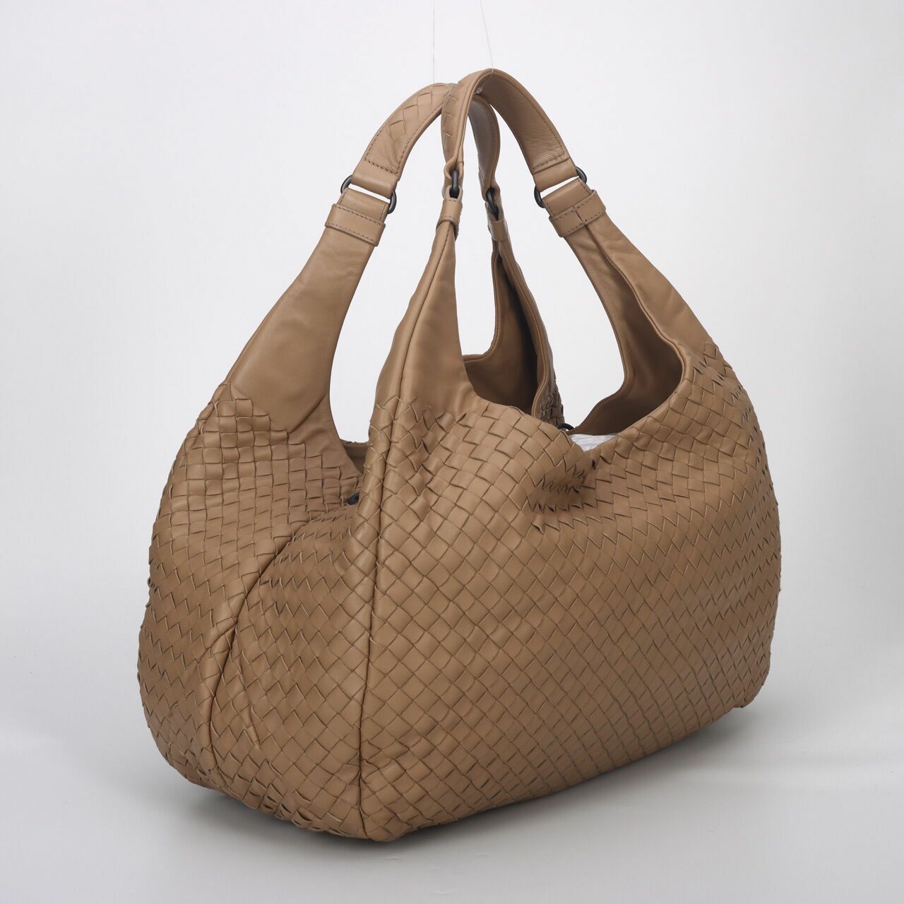 Bottega Veneta Nappa Intrecciato Campana Hobo Cream Shoulder Bag