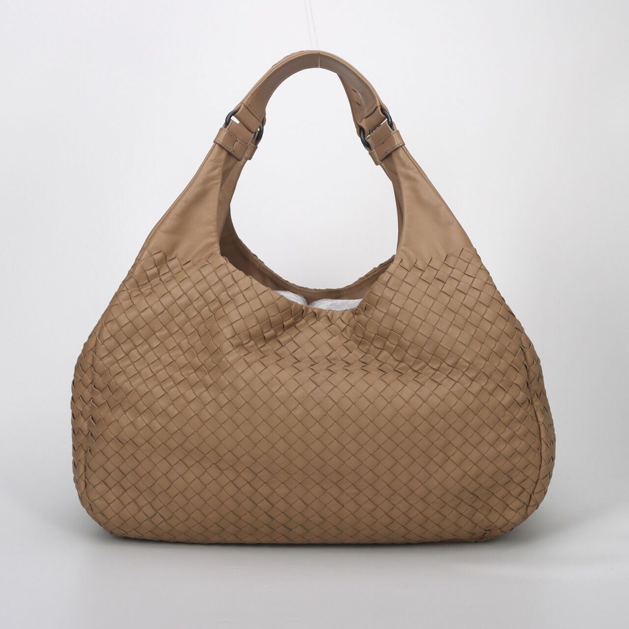 Bottega Veneta Nappa Intrecciato Campana Hobo Cream Shoulder Bag