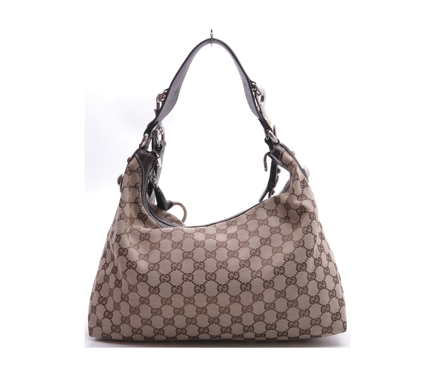 Gucci Beige Canvas Monogram Shoulder Bag 