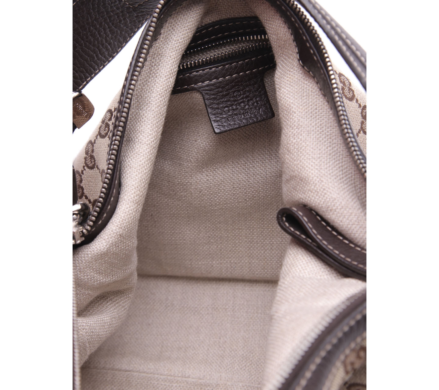 Gucci Beige Canvas Monogram Shoulder Bag 