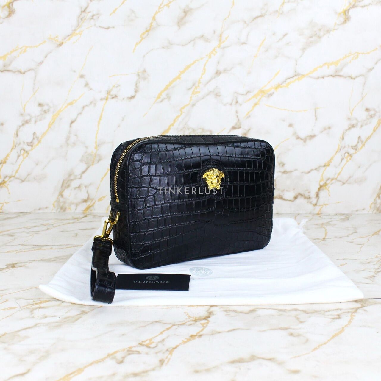 Versace Medusa Black Croco Clutch