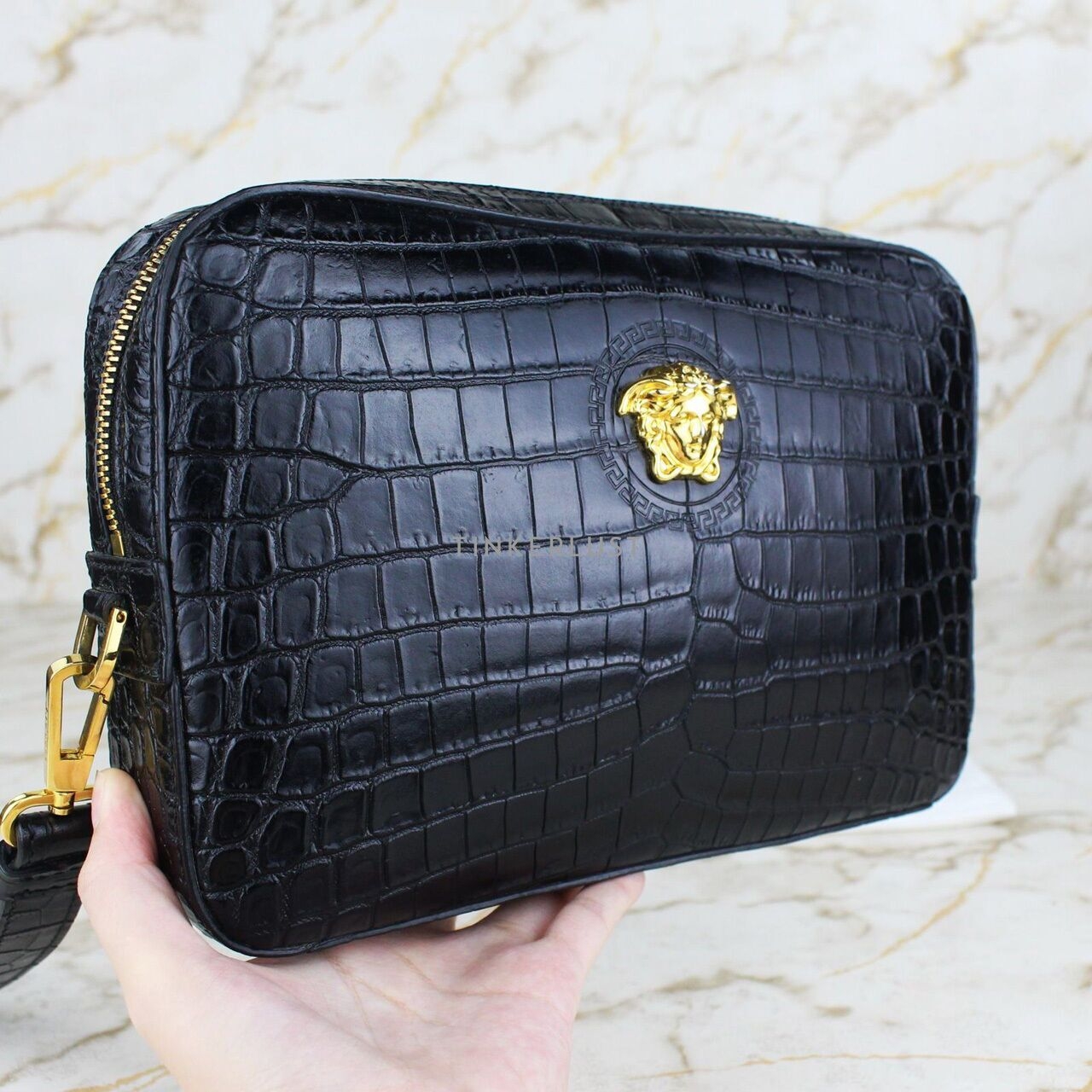 Versace Medusa Black Croco Clutch