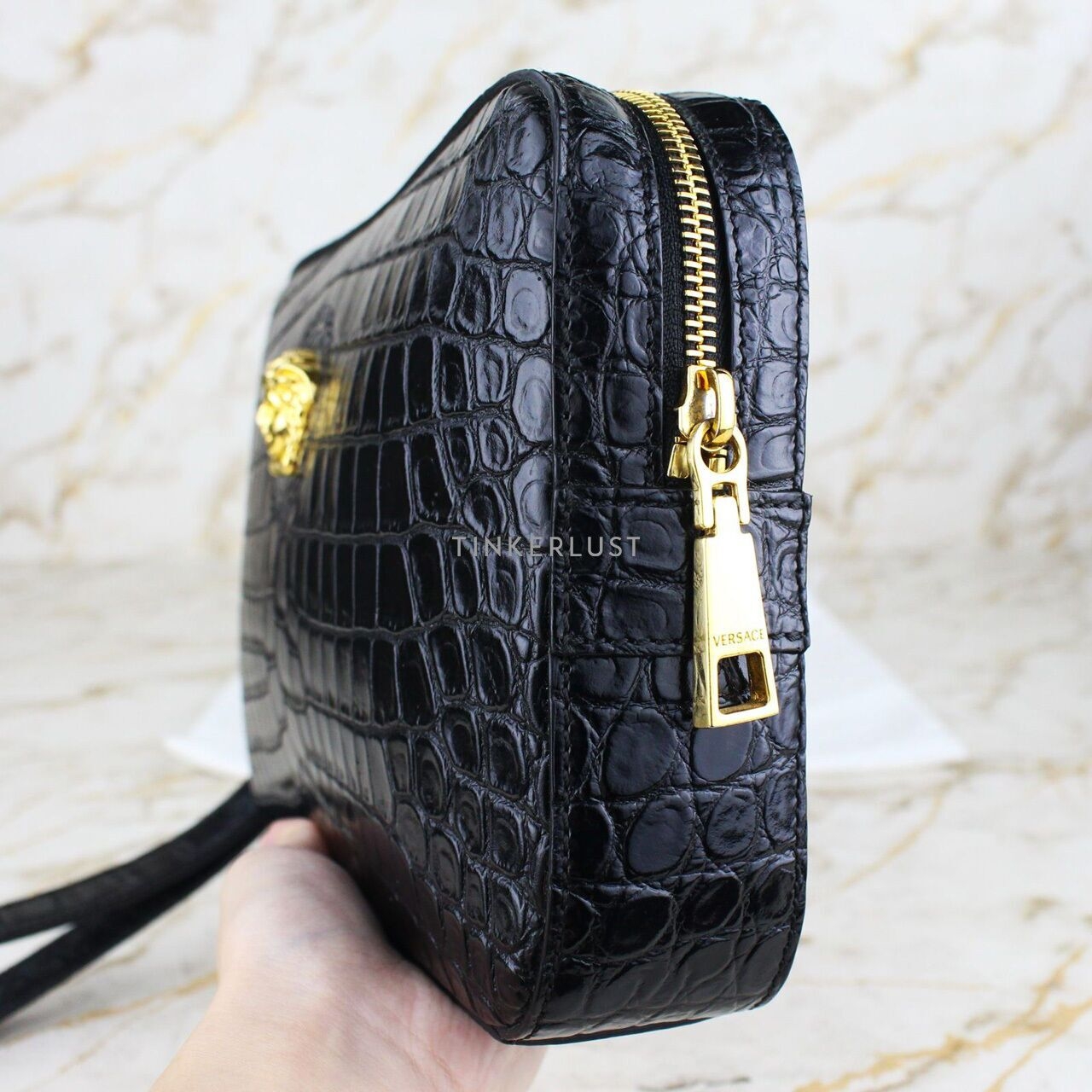 Versace Medusa Black Croco Clutch