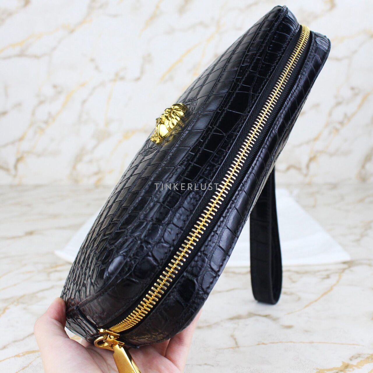 Versace Medusa Black Croco Clutch