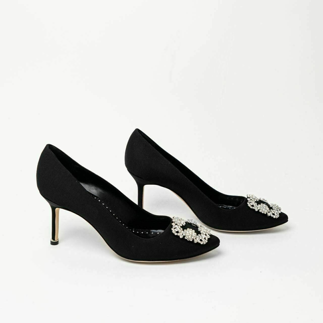 Hangisi 70 Grosgrain Pumps with CLC Crystal Buckle Black