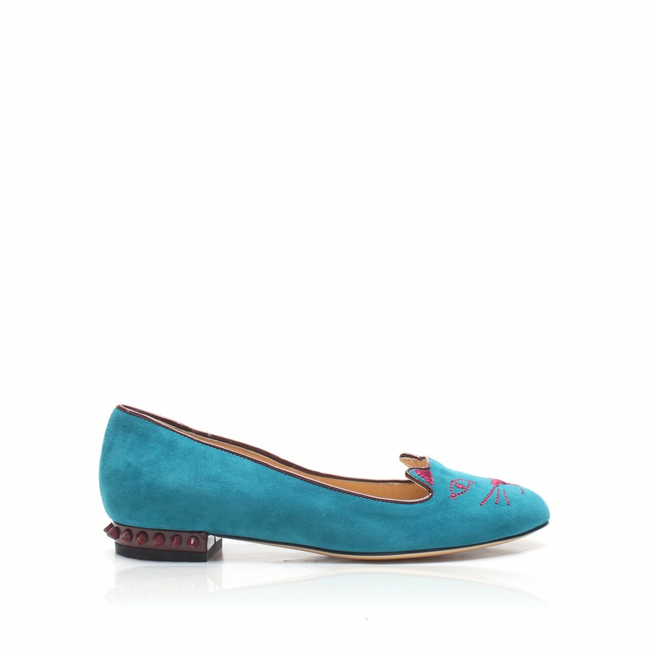 Charlotte Olympia Kitty Green Flats Shoes