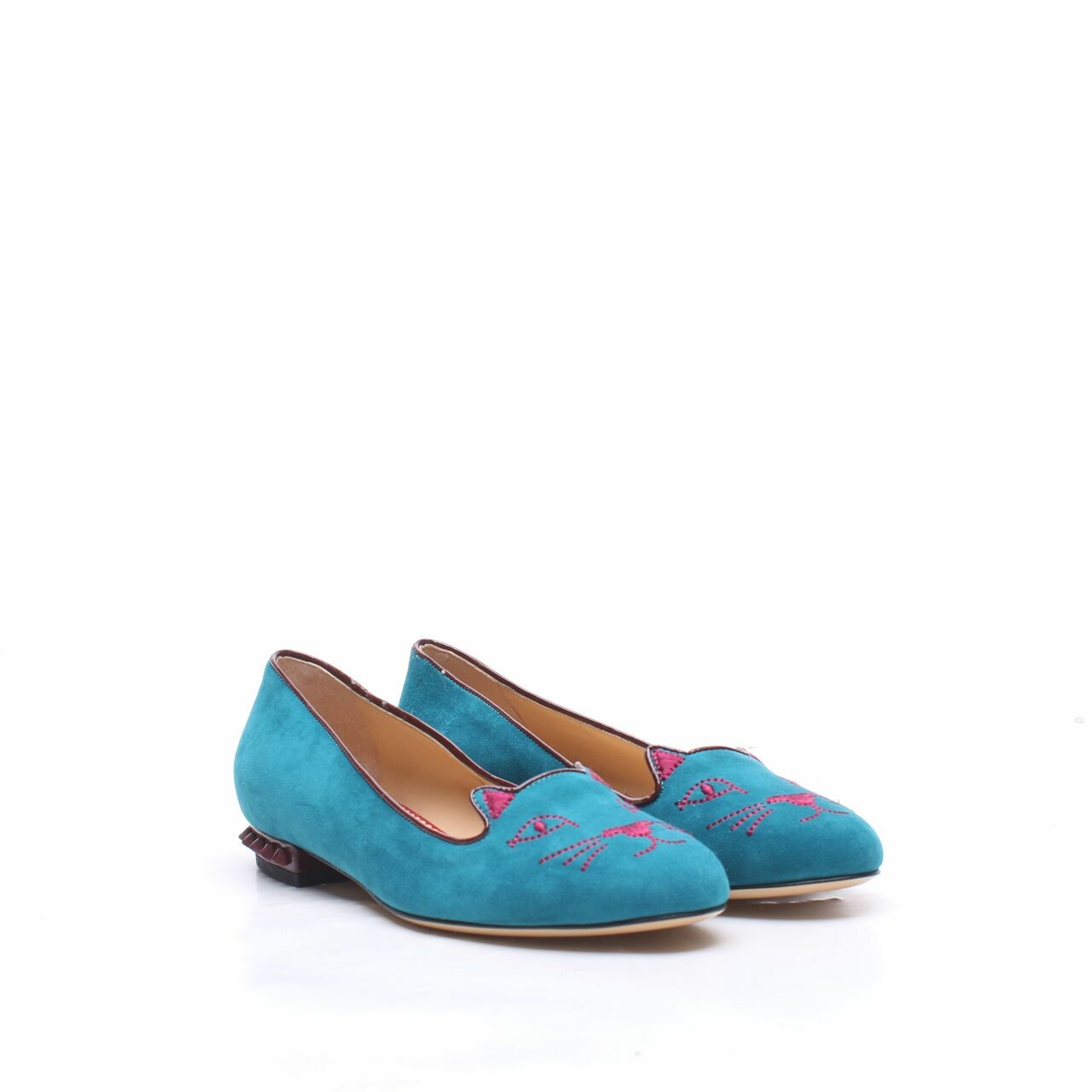 Charlotte Olympia Kitty Green Flats Shoes