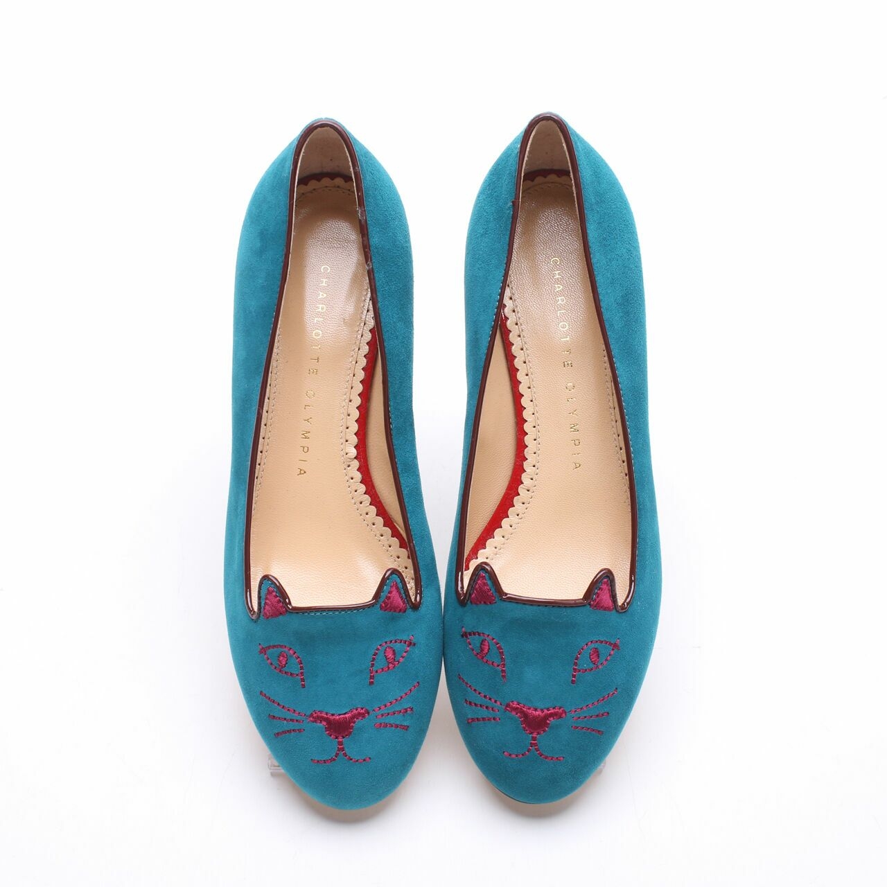 Charlotte Olympia Kitty Green Flats Shoes