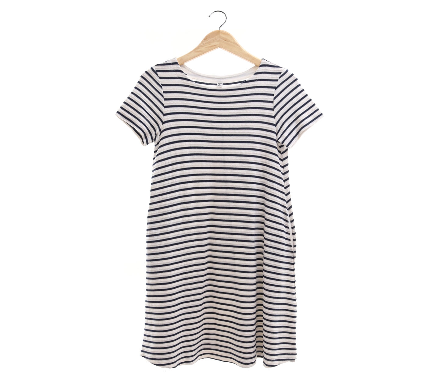 Uniqlo White & Navy Striped Mini Dress