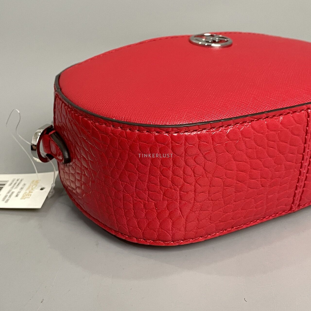 Michael Kors 35H3S8GC1L Jet Set Glam Bright Red Small Front Pocket Oval Sling Bag