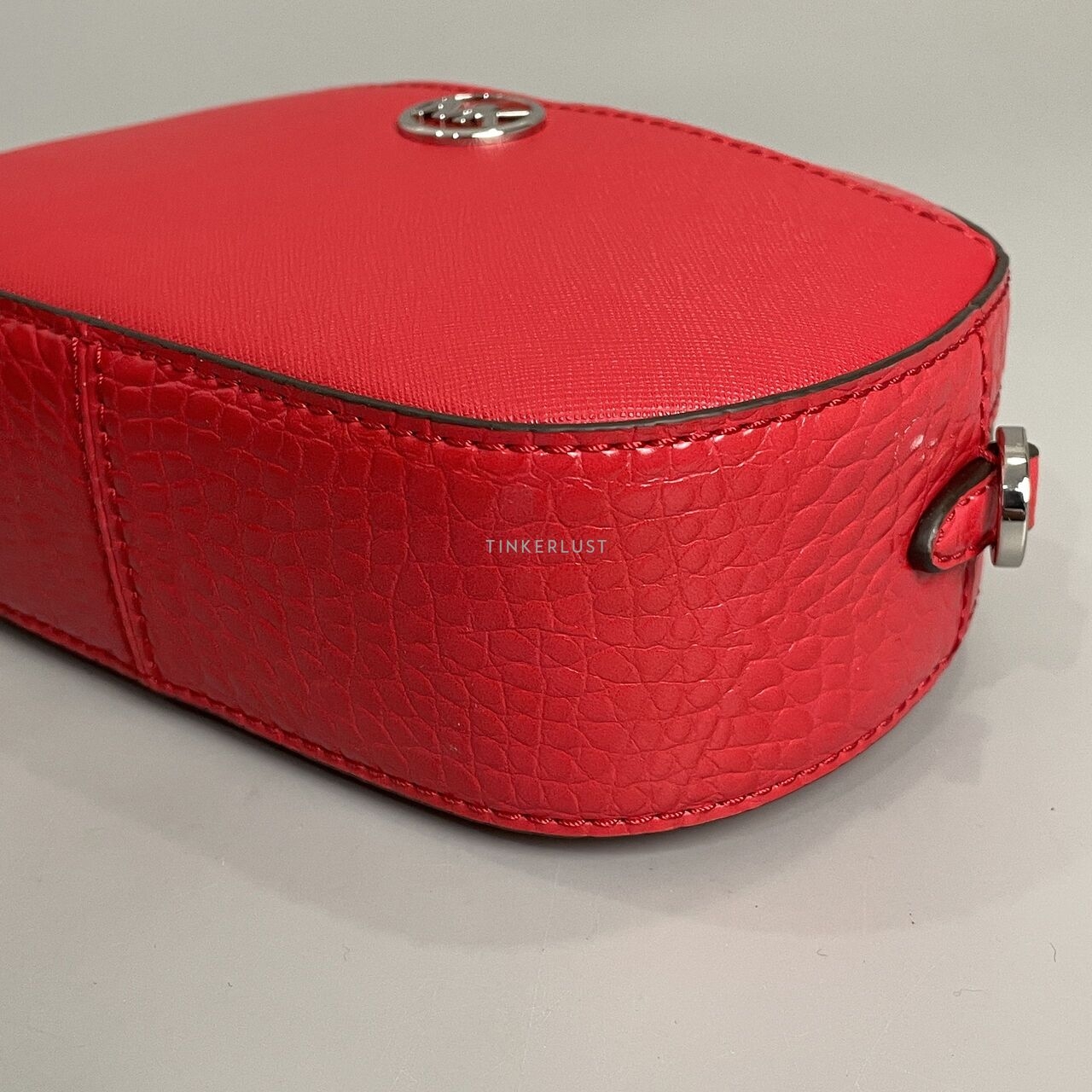 Michael Kors 35H3S8GC1L Jet Set Glam Bright Red Small Front Pocket Oval Sling Bag