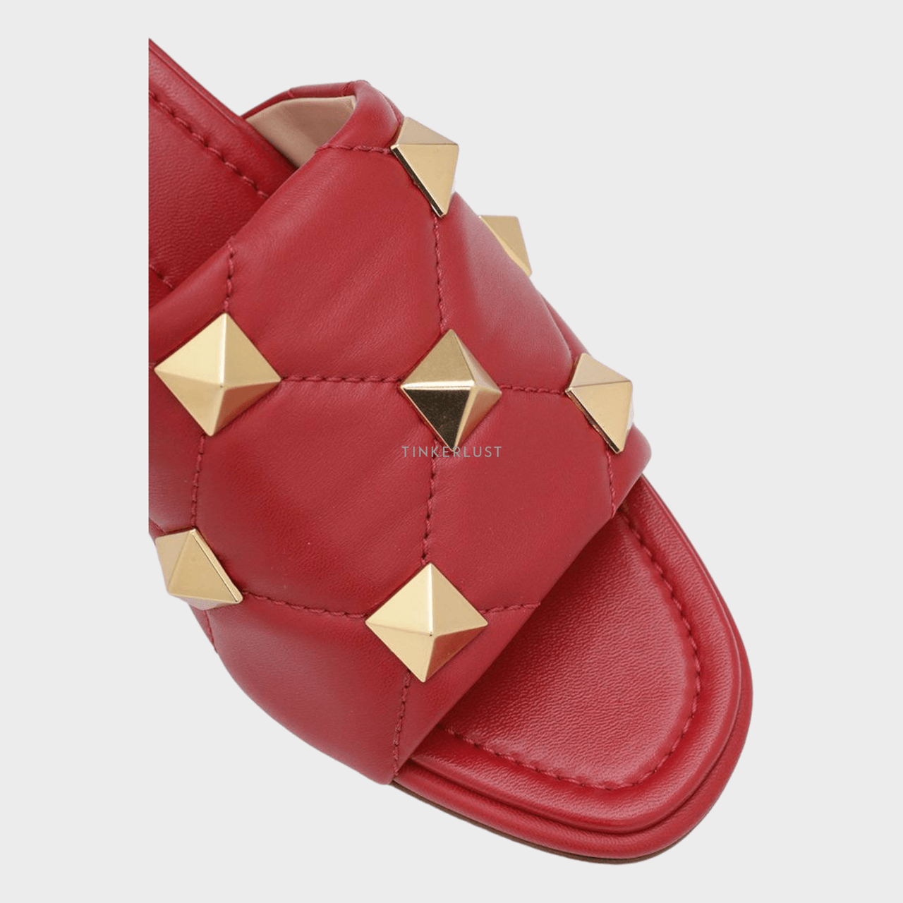 Valentino Roman Stud Slide Sandal 65mm in Red Quilted Nappa Heels