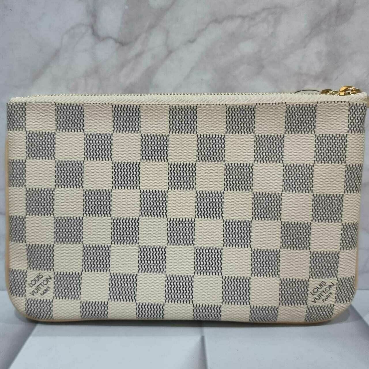 Louis Vuitton Double Zip Pochette Damier Azur Sling Bag