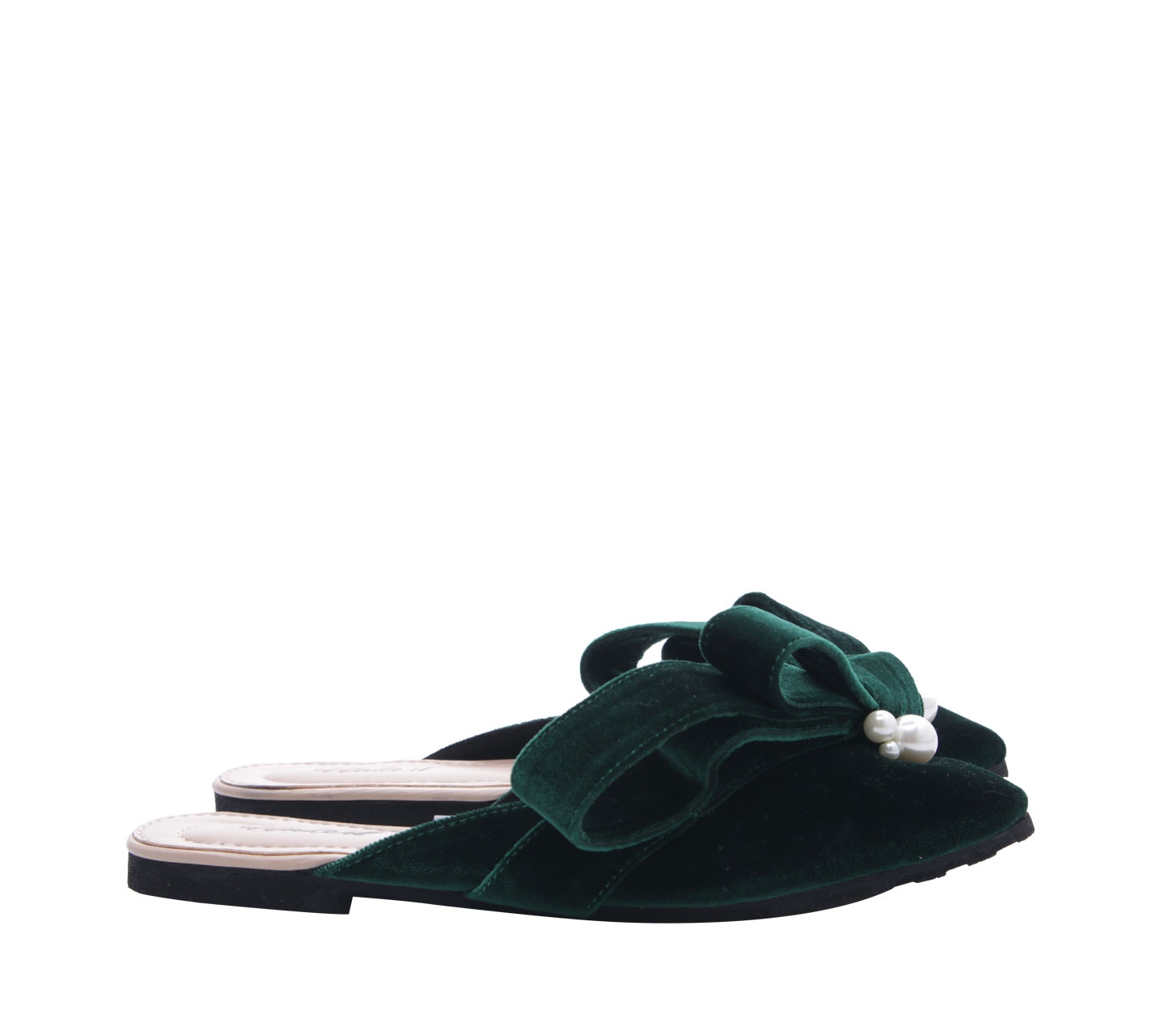 Ittaherl Green Mules Tie With Pearl Sandals