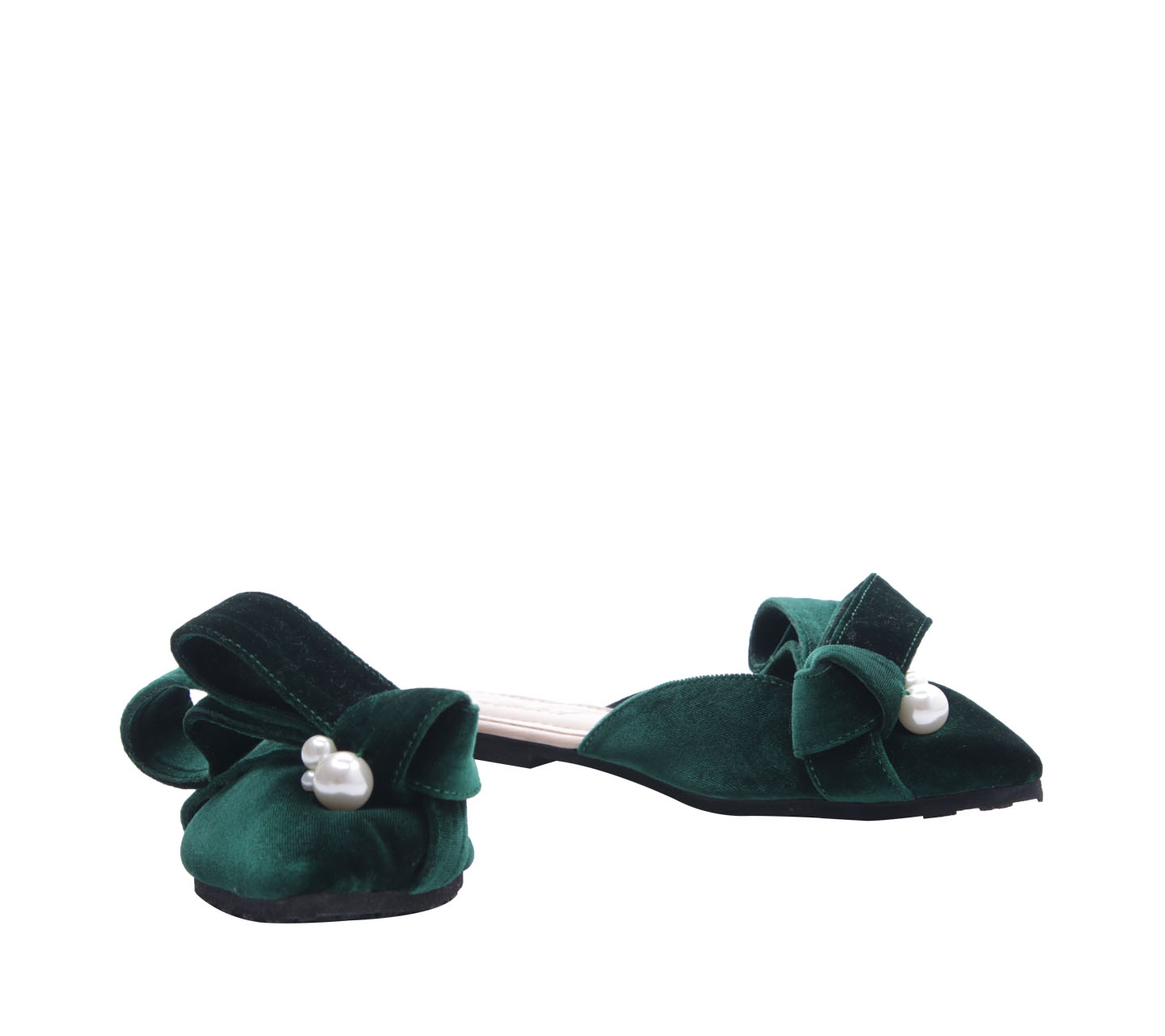 Ittaherl Green Mules Tie With Pearl Sandals