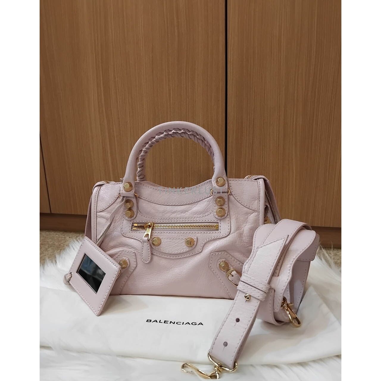 Balenciaga Classic Mini City Pink 2014 GHW Satchel