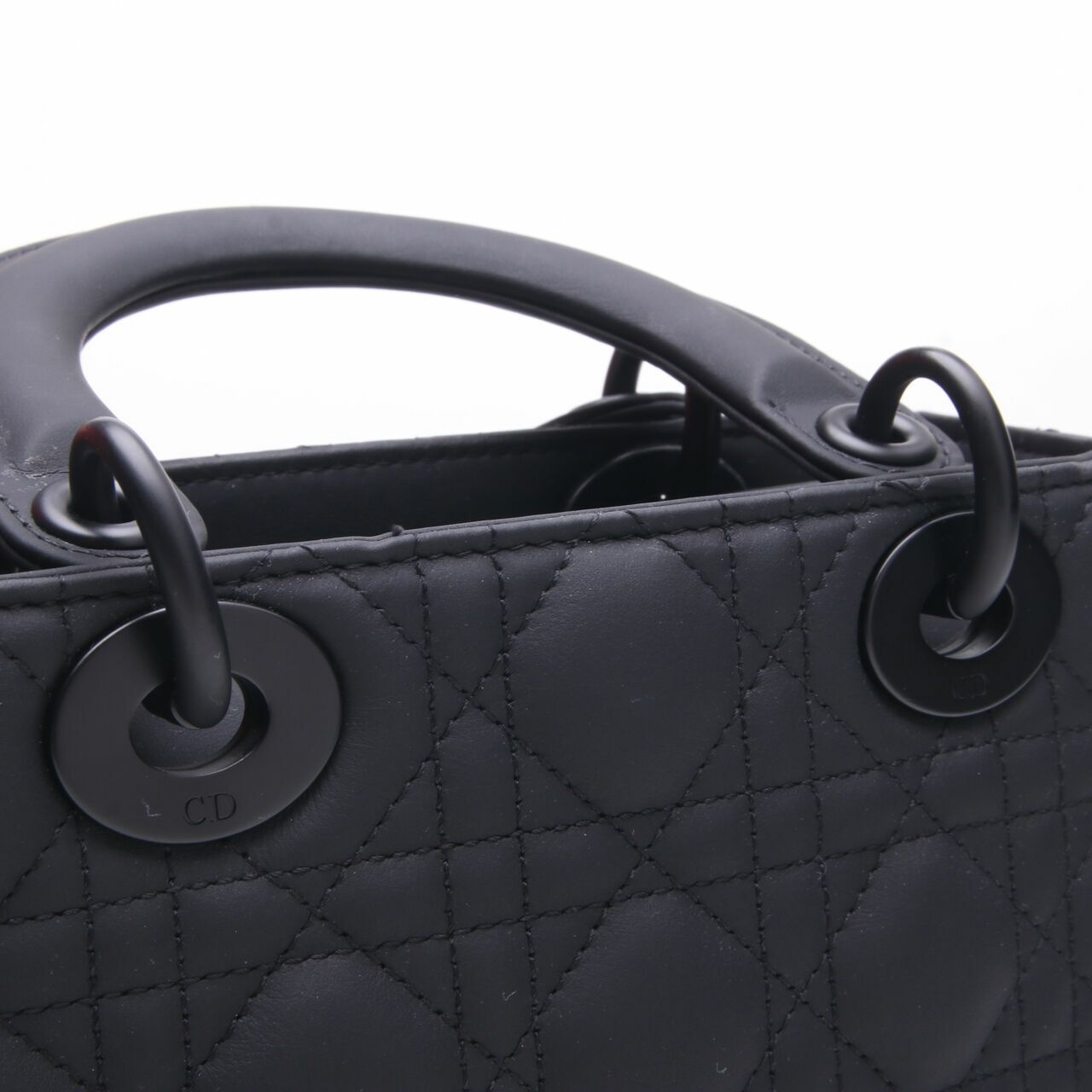 Matte Black Calfskin Cannage Small My ABCDior Lady Dior Satchel