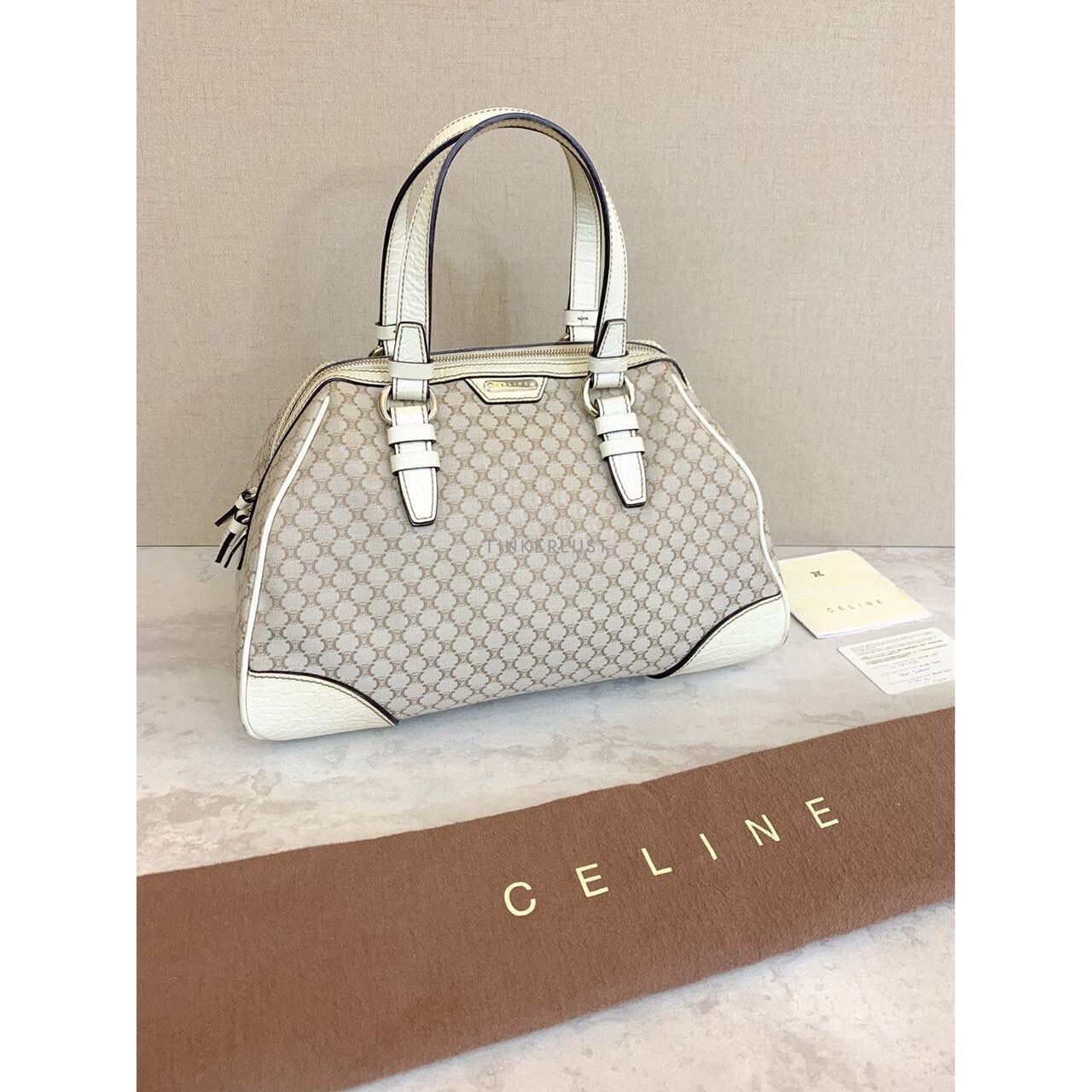 Celine Macadam Vintage White Shoulder Bag