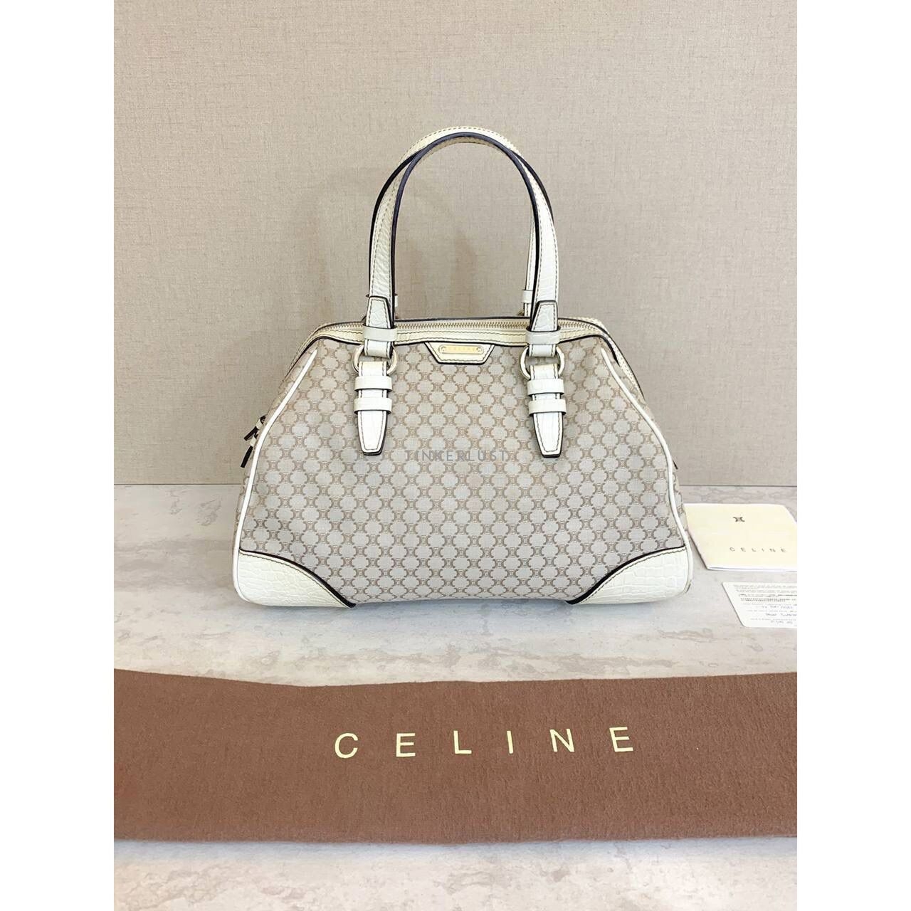 Celine Macadam Vintage White Shoulder Bag