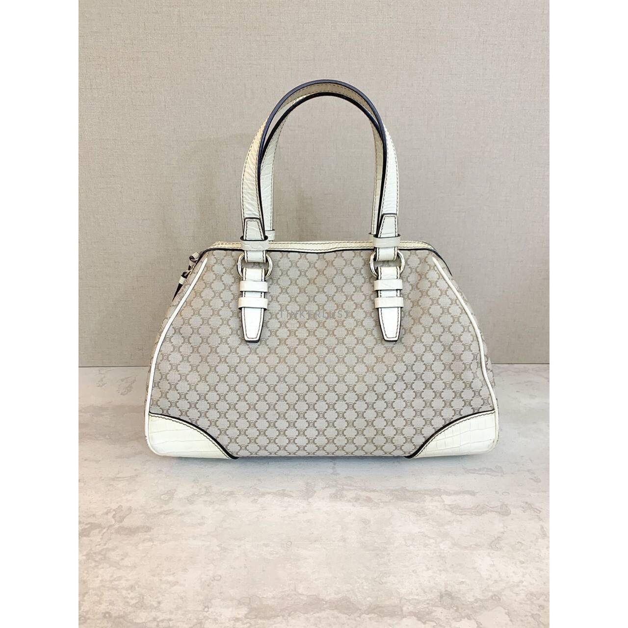 Celine Macadam Vintage White Shoulder Bag