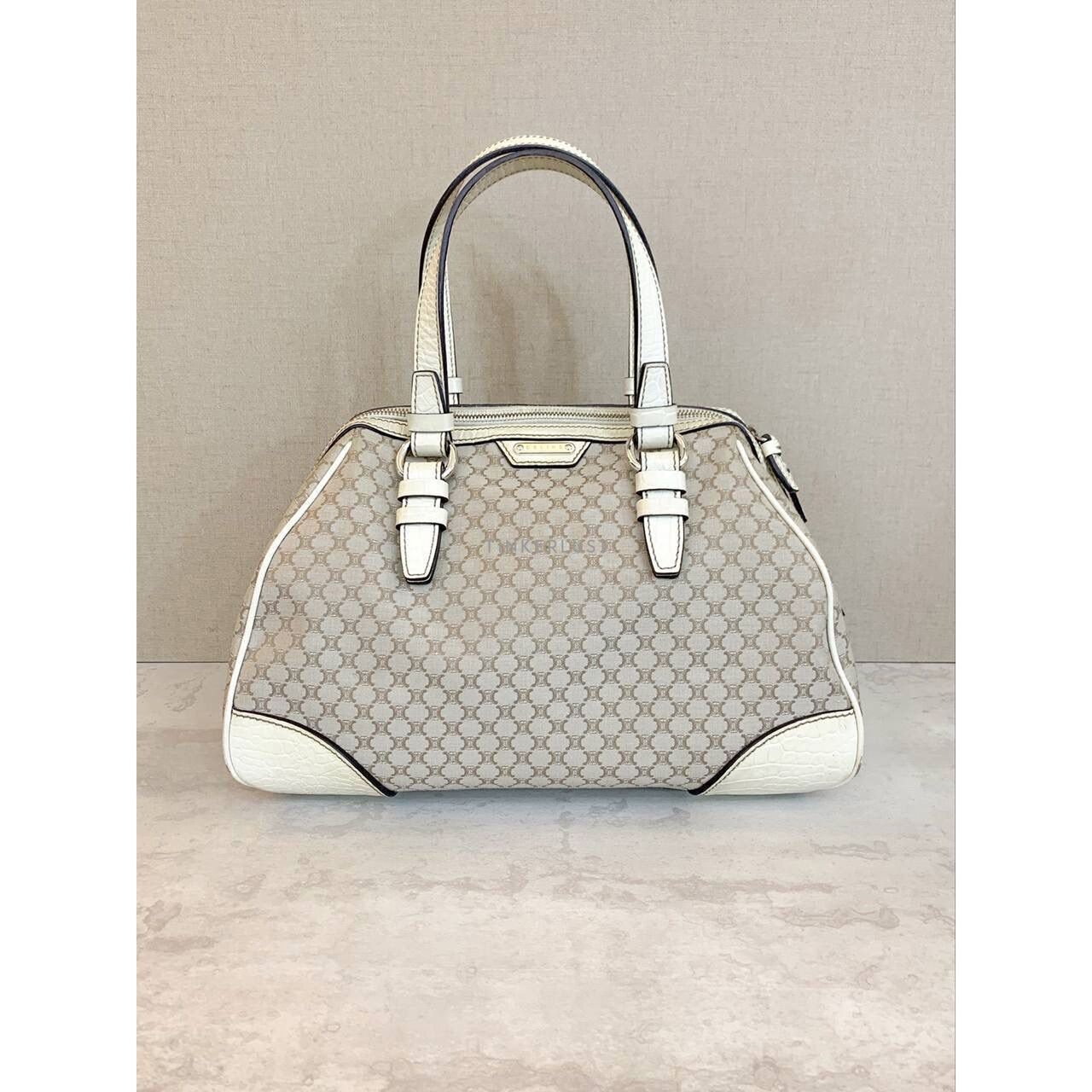 Celine Macadam Vintage White Shoulder Bag