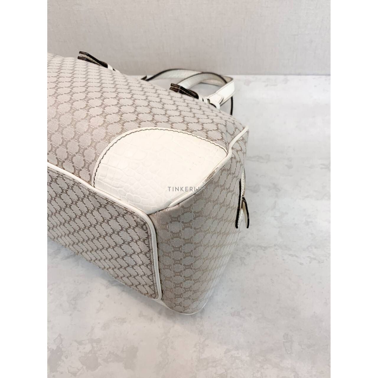 Celine Macadam Vintage White Shoulder Bag