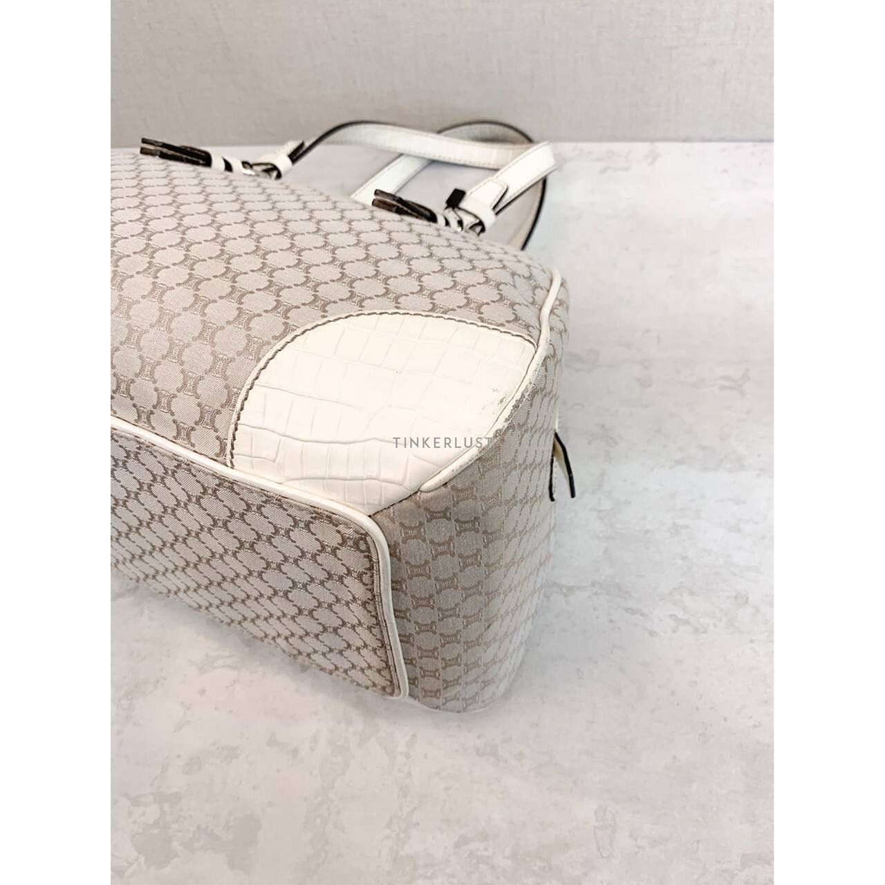 Celine Macadam Vintage White Shoulder Bag