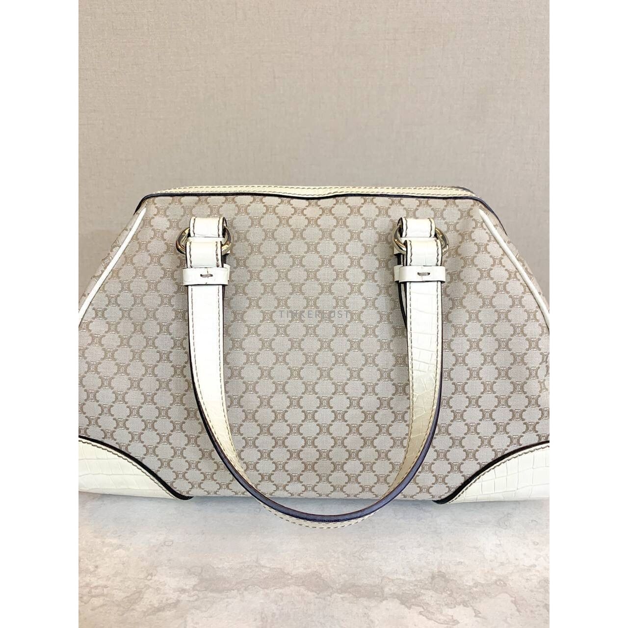 Celine Macadam Vintage White Shoulder Bag