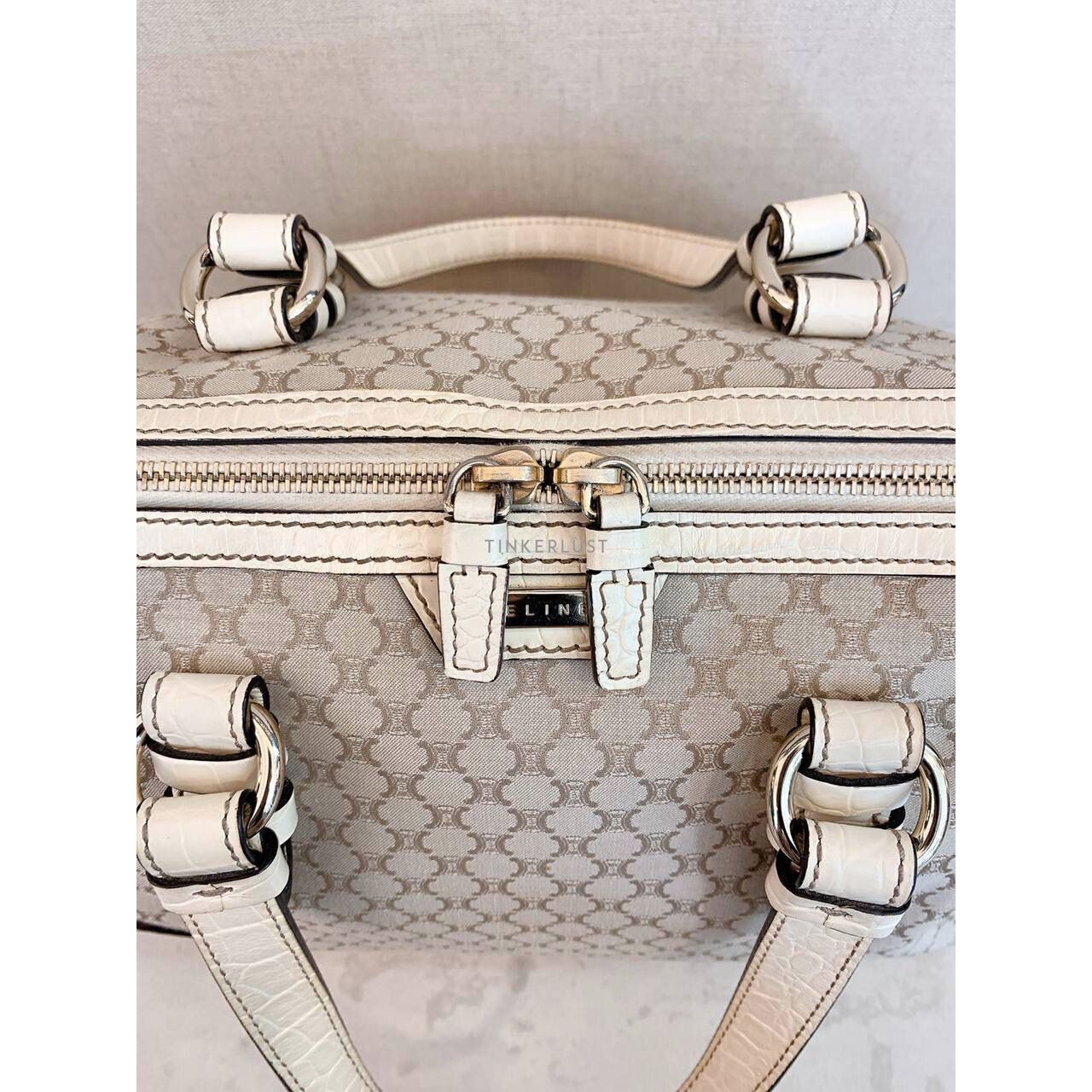 Celine Macadam Vintage White Shoulder Bag