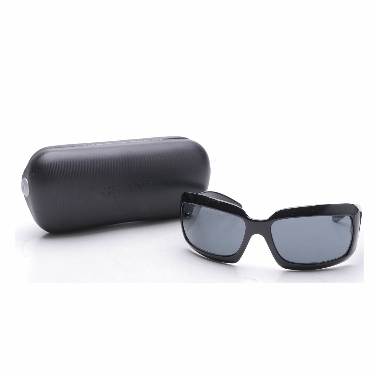 Chanel Black and White Rectangle Sunglasses