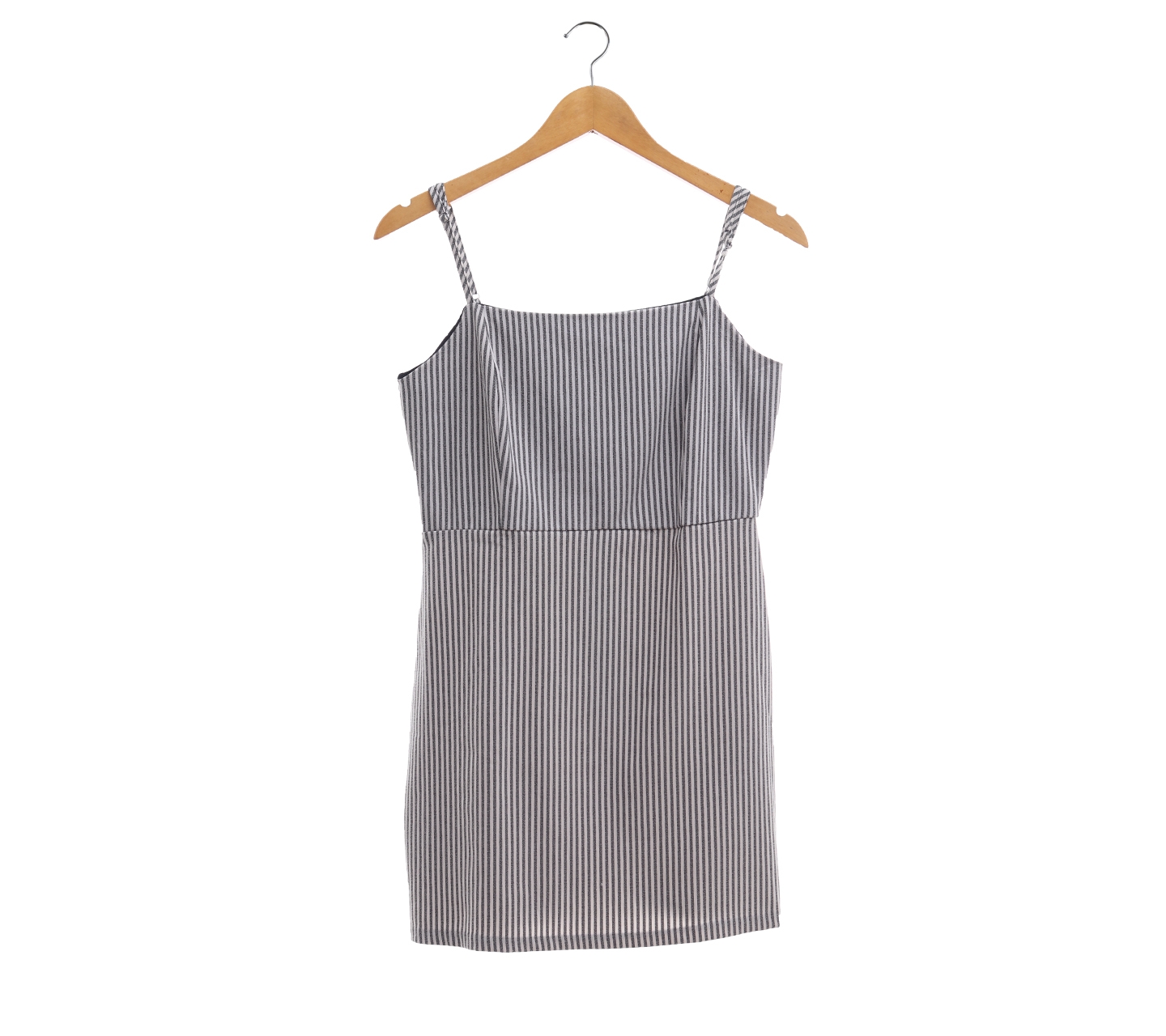 Pull & Bear Grey and White Striped Mini Dress