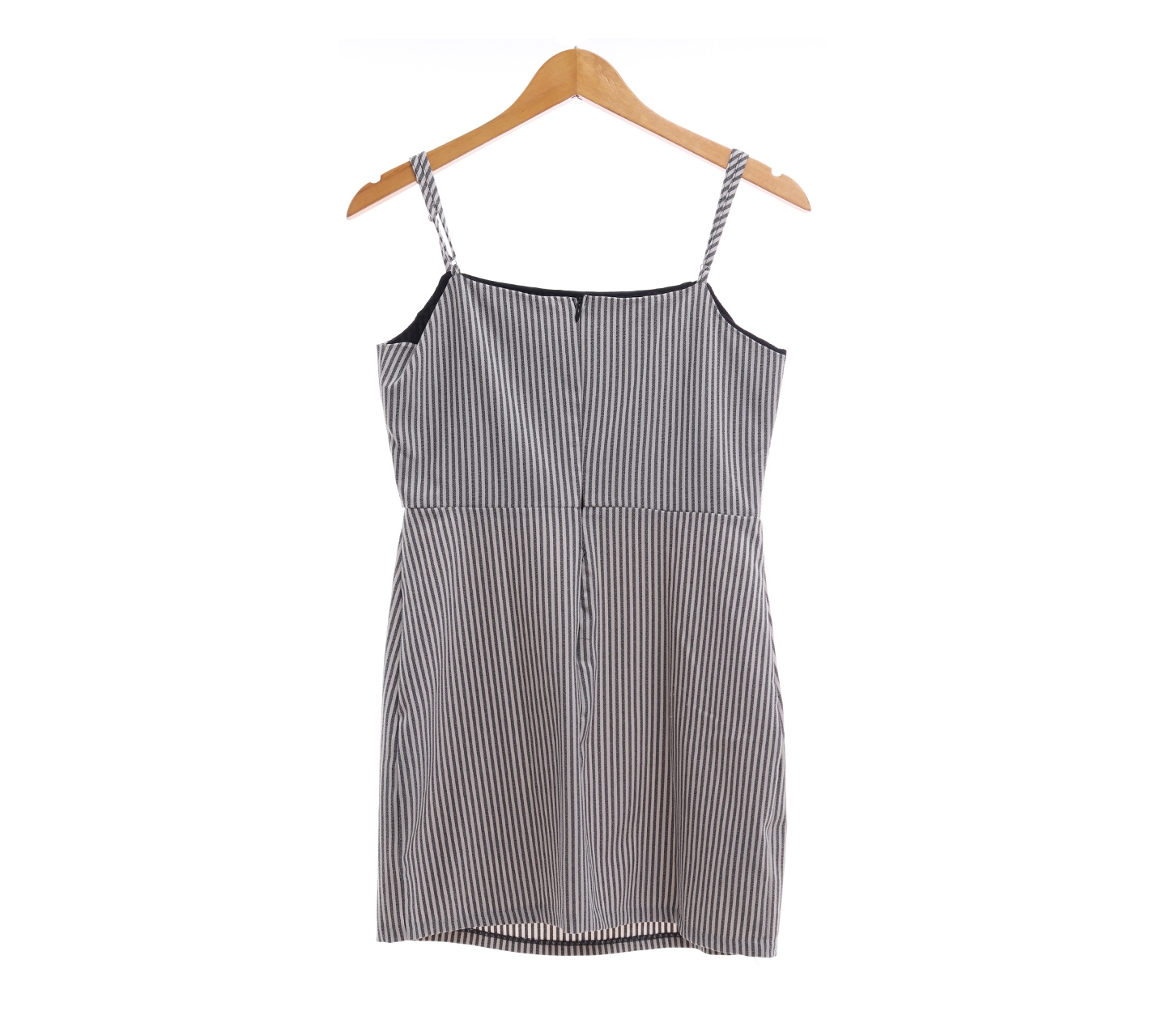 Pull & Bear Grey and White Striped Mini Dress