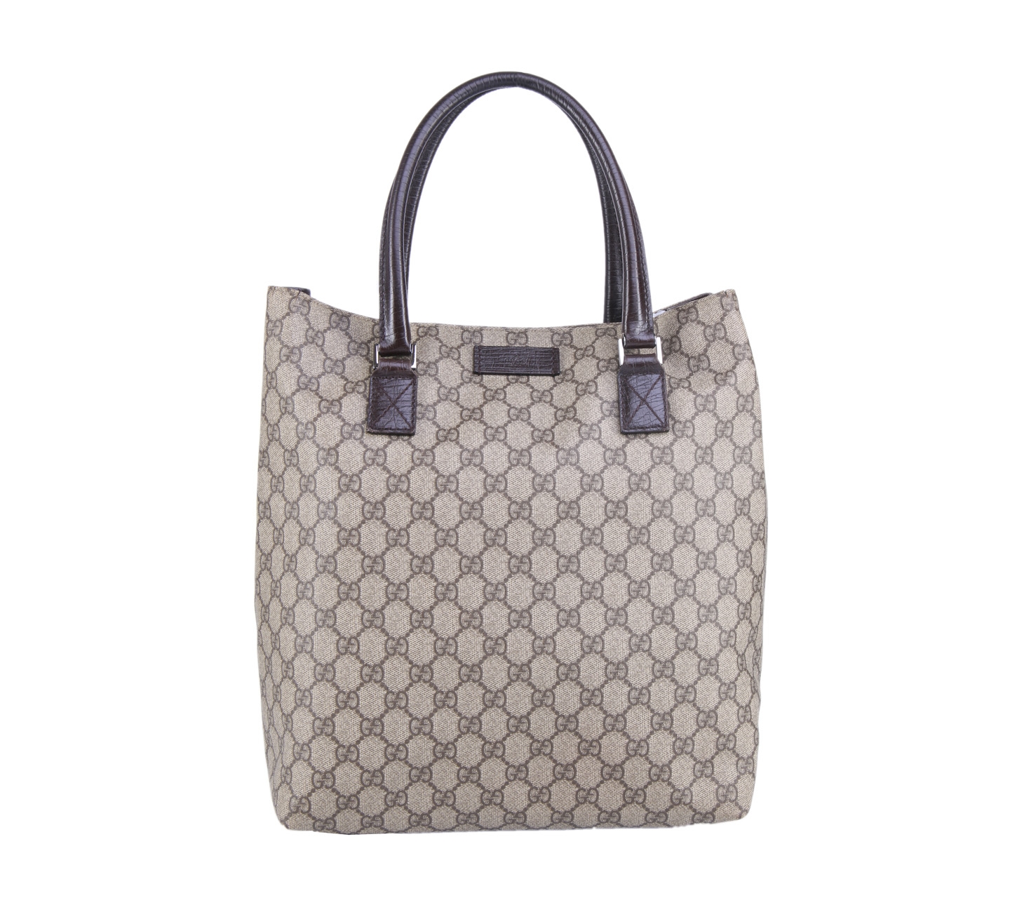 Gucci Brown And Beige Supreme Fabric and Coated Canvas and Leather Tote Bag