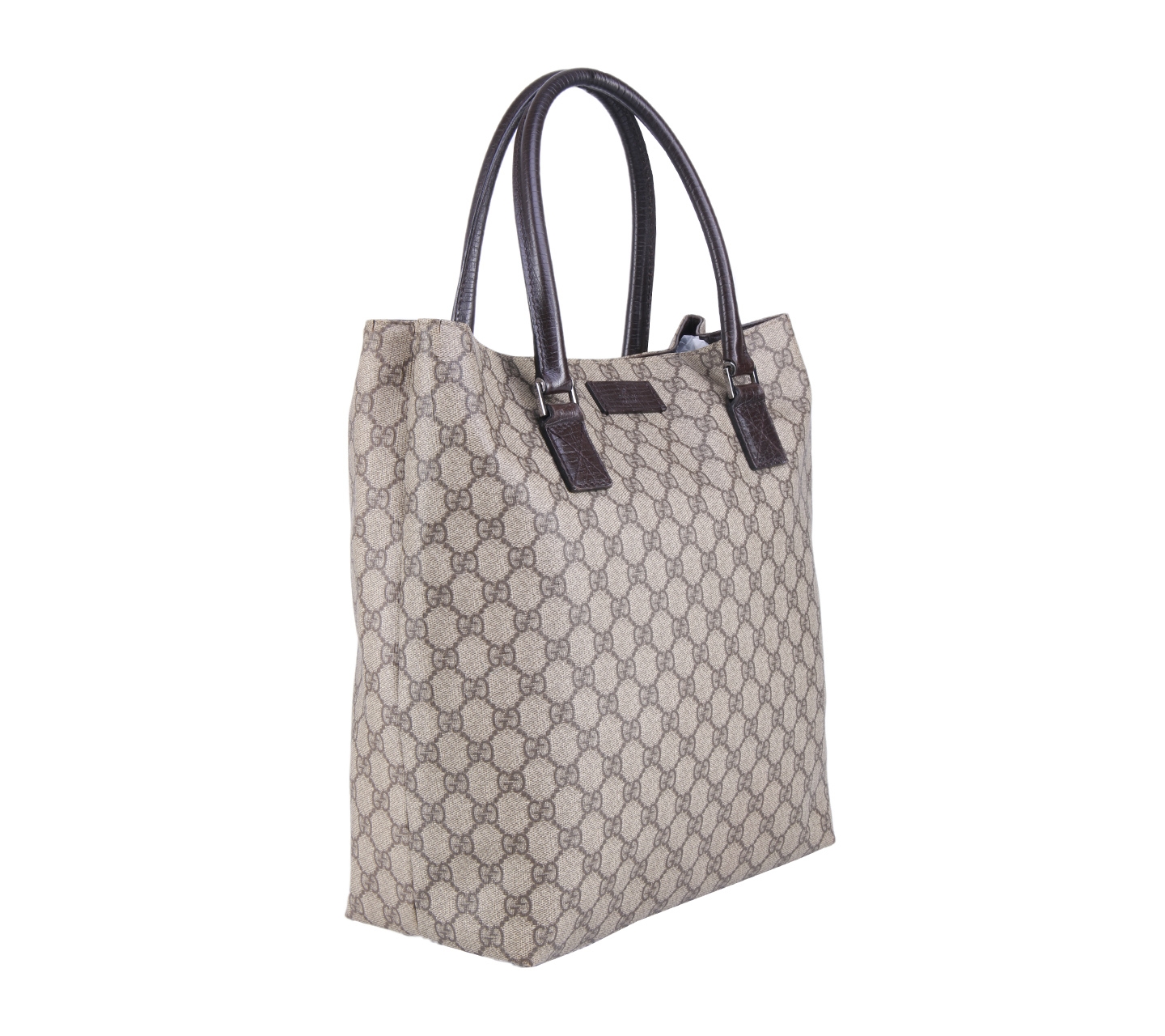 Gucci Brown And Beige Supreme Fabric and Coated Canvas and Leather Tote Bag