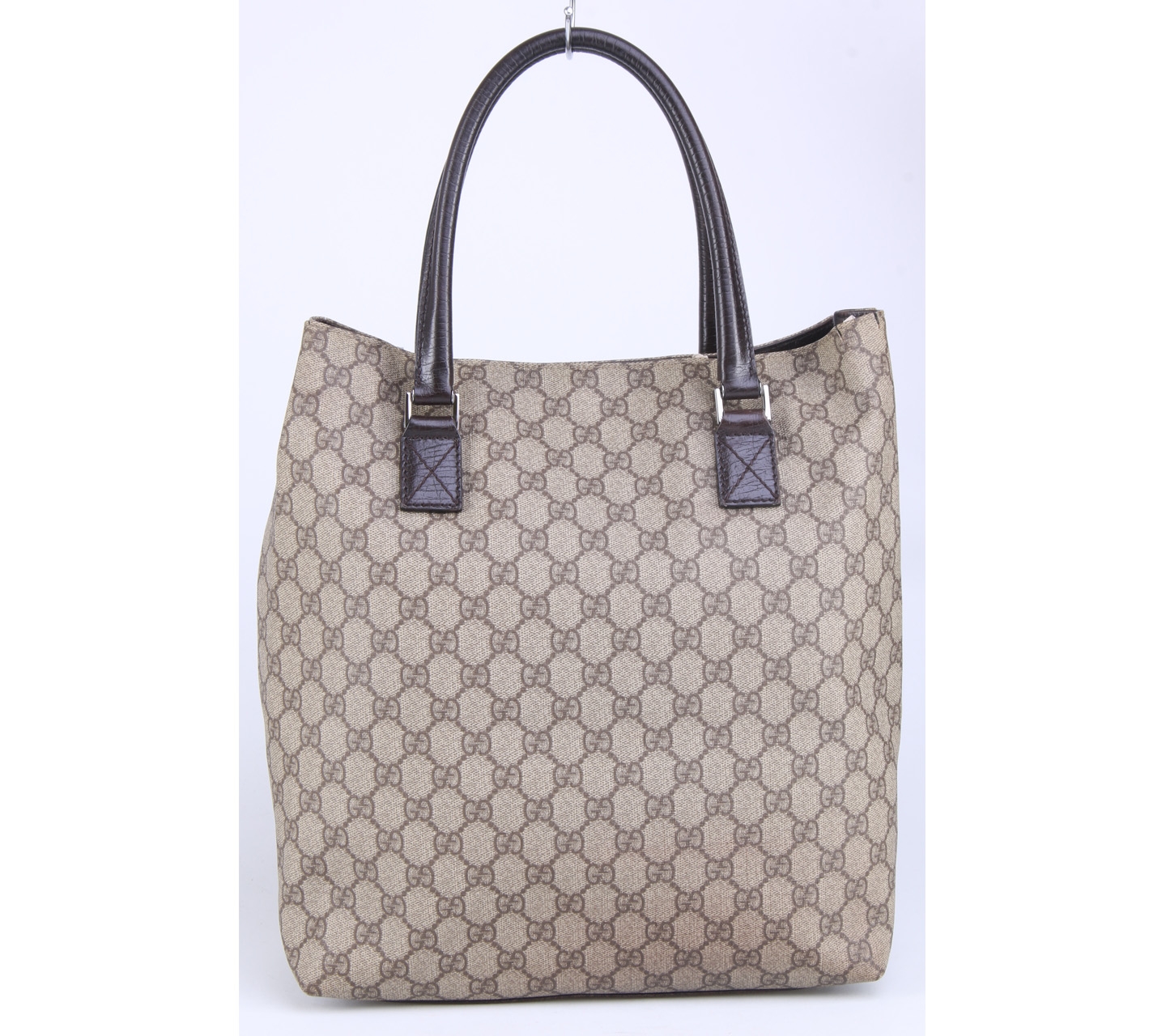 Gucci Brown And Beige Supreme Fabric and Coated Canvas and Leather Tote Bag