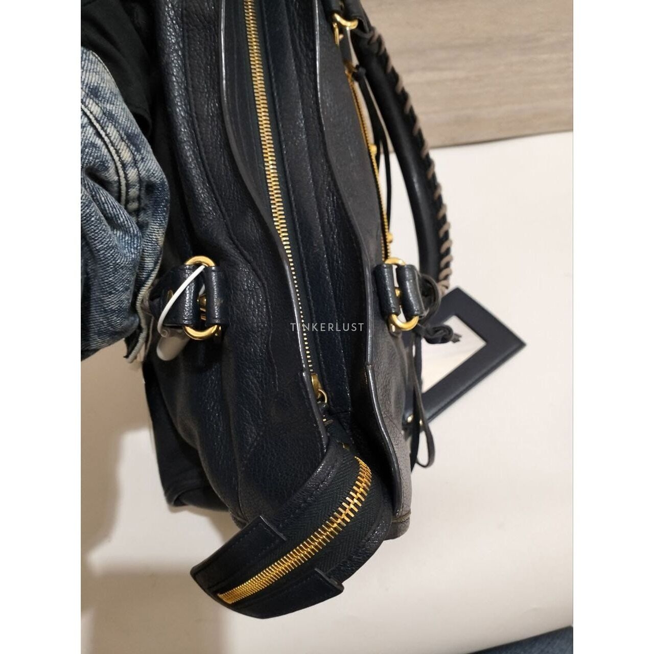 Balenciaga Medium Metallic Edge City in Navy Ghw 2017 Satchel Bag